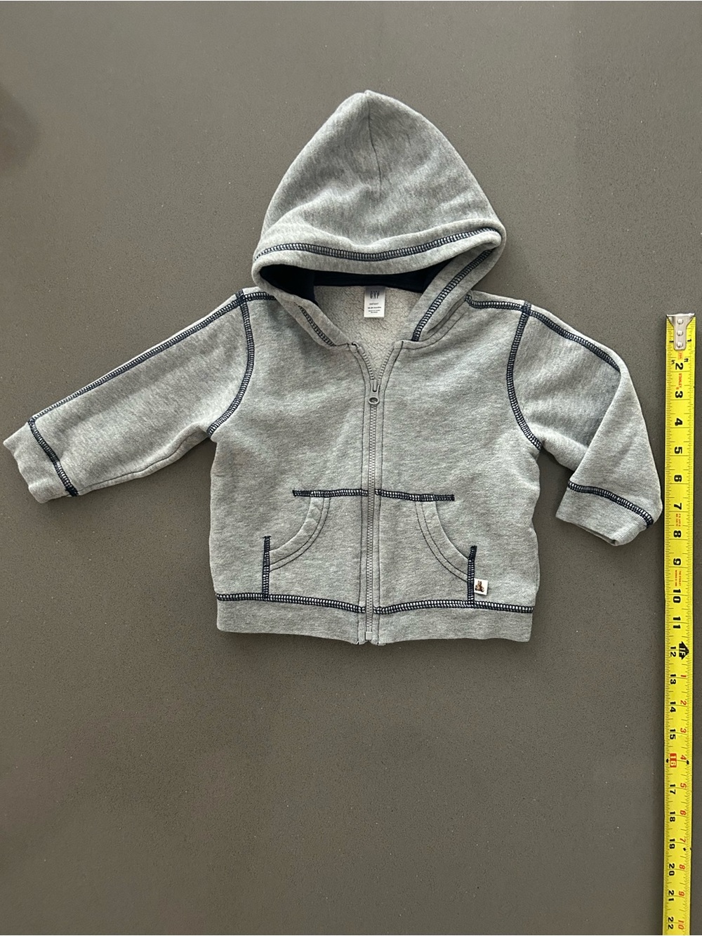 GAP Toddler Heather Gray Hooded Zip Sweatshirt with Contrast Stitching